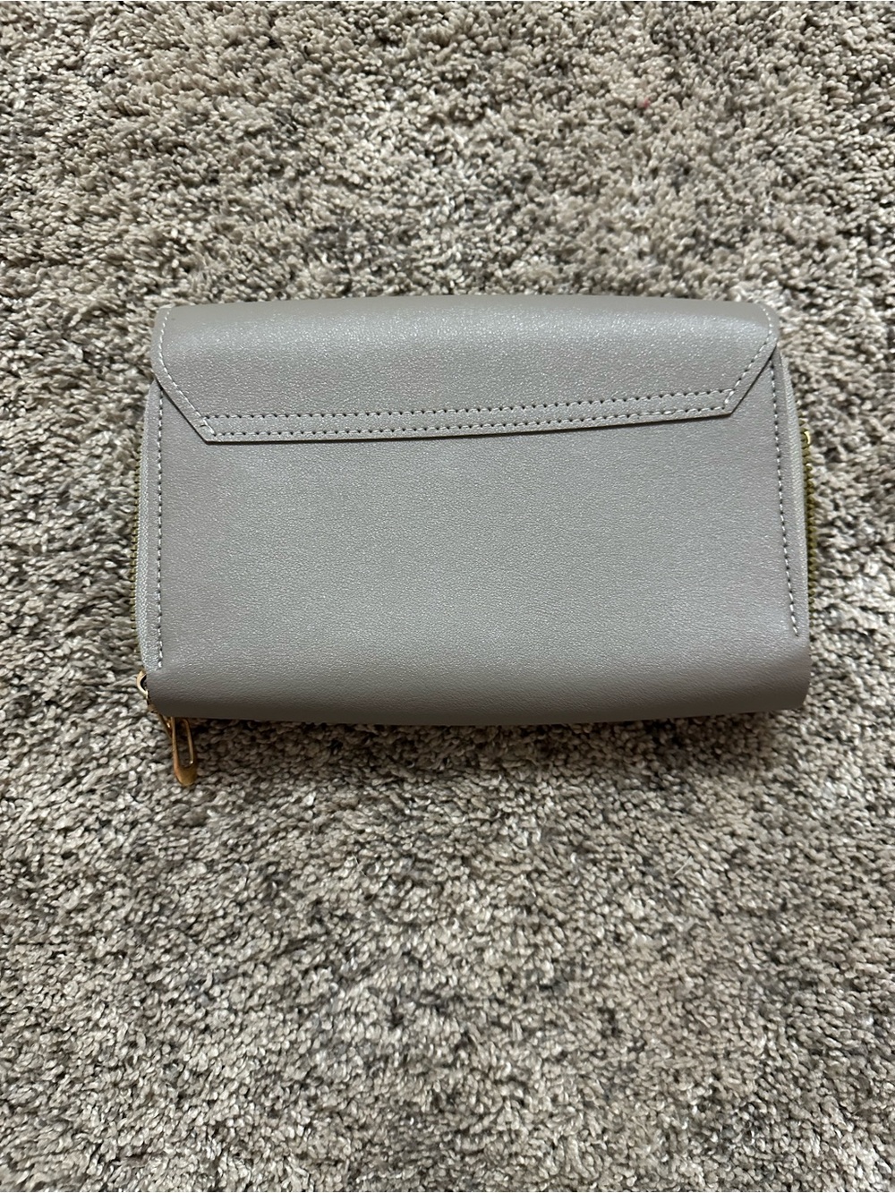 Women's Gray Zip Wallet with Front Flap Pocket